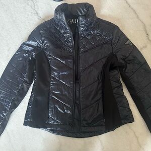 GUESS Women's Shiny Blue Puffer Jacket